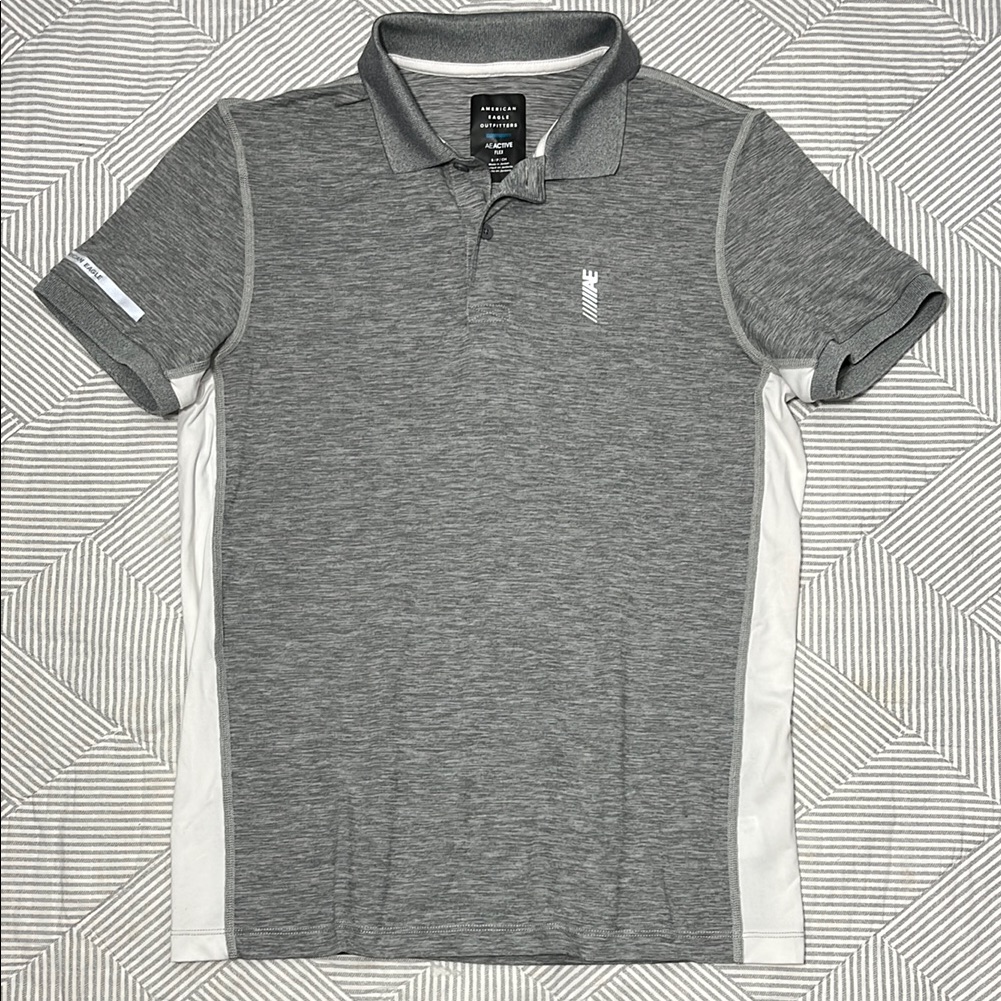 American Eagle Men's Gray Polo Shirt